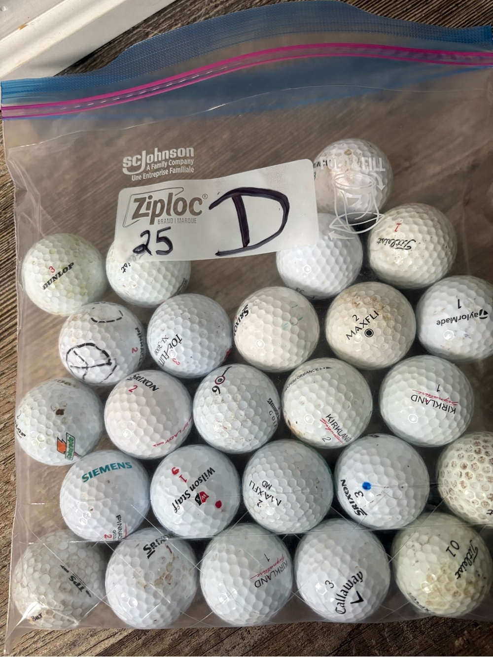 Assortment of 25 of ‘Experienced’ White Golf Balls -  Bag ‘D’.